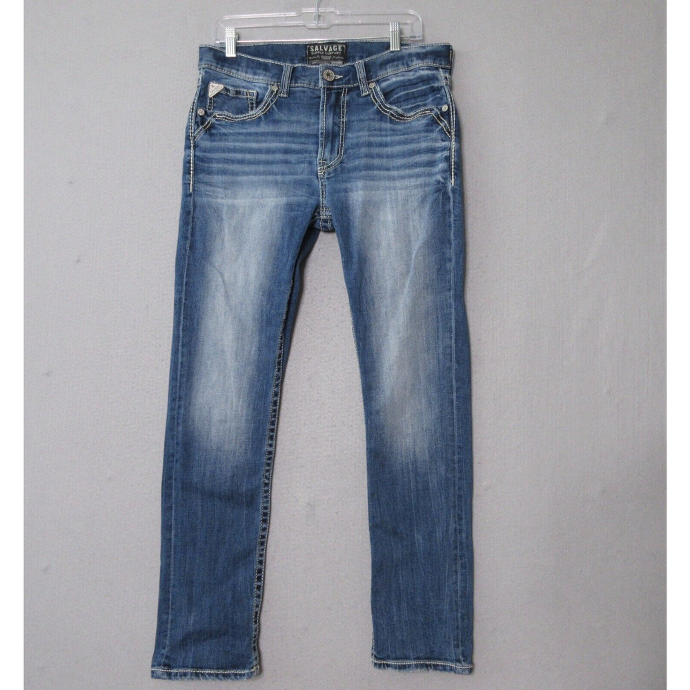 Salvage BKE Buckle Jeans Havoc Straight Slim Fit Thick Stitch